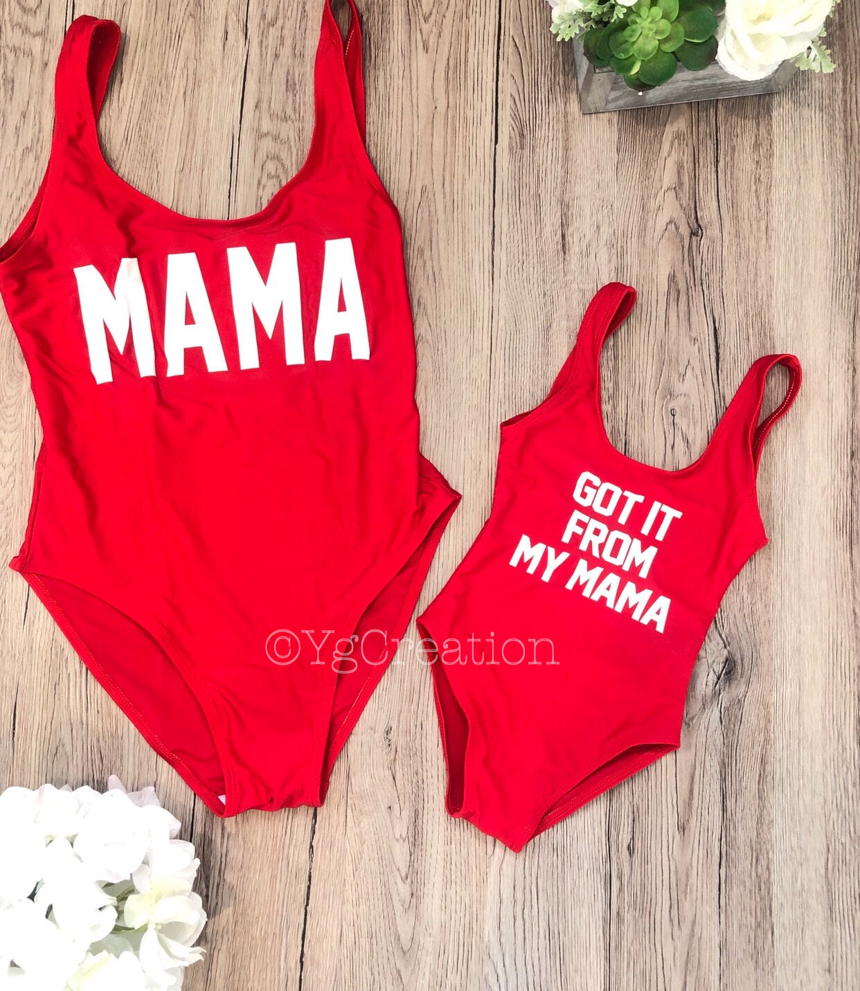 Mommy and Daughter  Bathing swim suit set one-piece Mini me Got it from my mama