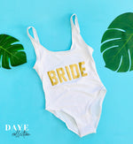 Load image into Gallery viewer, Gold Bride Bathing suit one-piece
