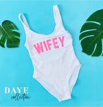 Load image into Gallery viewer, Wifey bride Bathing suit one-piece
