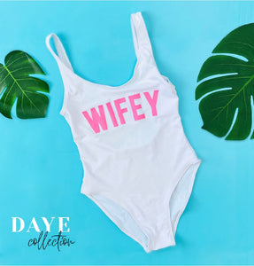 Wifey bride Bathing suit one-piece