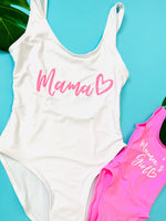 Load image into Gallery viewer, Mommy and Daughter  Bathing swim suit set one-piece Mini me Got it from my mama
