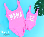 Load image into Gallery viewer, Mommy and Daughter  Bathing swim suit set one-piece Mini me Got it from my mama
