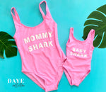 Load image into Gallery viewer, Mommy and Daughter  Bathing swim suit set one-piece Mommy shark and baby shark
