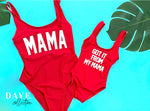 Load image into Gallery viewer, Mommy and Daughter  Bathing swim suit set one-piece Mini me Got it from my mama
