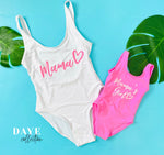 Load image into Gallery viewer, Mommy and Daughter  Bathing swim suit set one-piece Mini me Got it from my mama
