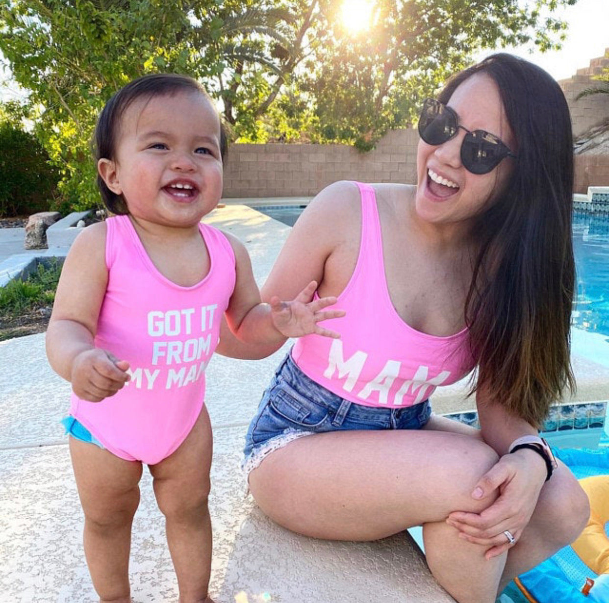 Mommy and Daughter  Bathing swim suit set one-piece Mini me Got it from my mama