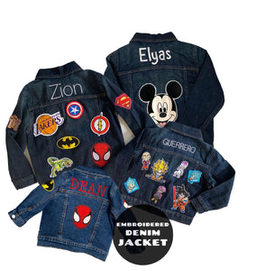 Boy Embroidered custom name  jean jacket